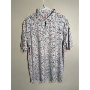 Rhoback Shirt Mens Large White Blue Animal Print Lobster Lobstah Performance